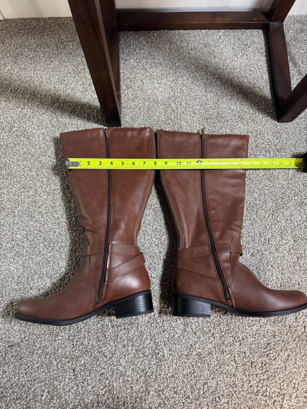 Time and Tru Tall Brown Riding Boots with Side Zip - Picture 7 of 9